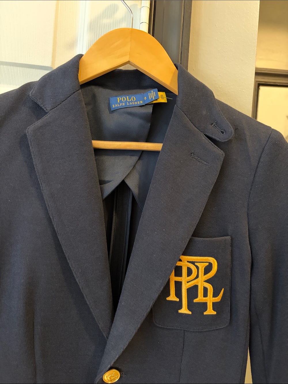 Polo by Ralph Lauren Navy Blazer with Gold Crest Patch - Picture 6 of 7